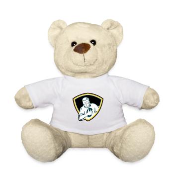 Ecusson rugbyman - Nounours - blanc - Devant