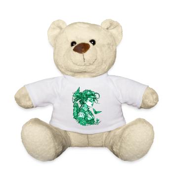 Industrial steampunk vintage girl in green - Teddy Bear - white - Front