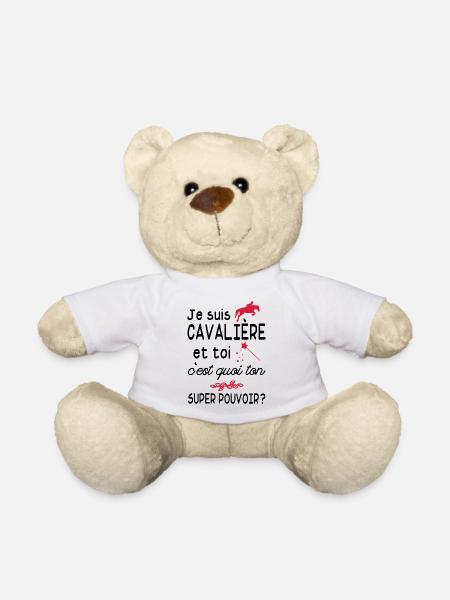je suis cavalière / cadeau humour cavalière - Nounours - blanc