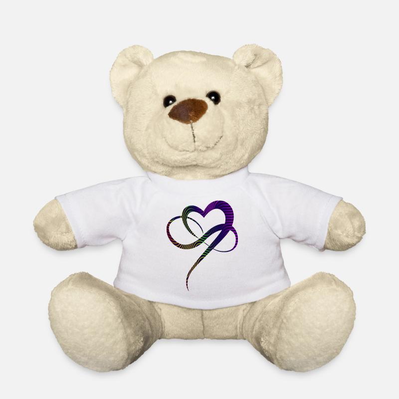Unendliche Liebe Herz Bunte Linien Infinity Heart - Teddy - Weiß