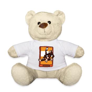 Affe benutzt ein Smartphone - Teddy - Weiß - Vorne