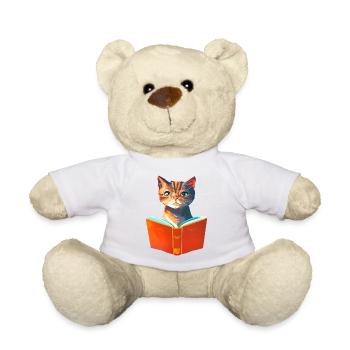 Katze Bücher Hauskatze Kater Lesen Buch Kätzchen - Teddy - Weiß - Vorne