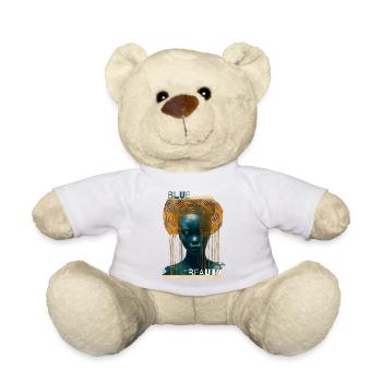 Blue Beauty | Modern Art | Beautiful woman in blue - Teddy Bear - white - Front
