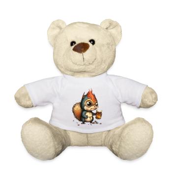 Lustiges Punk Eichhörnchen mit Bier - Teddy - Weiß - Vorne