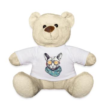 Chat lunettes jaunes - Nounours - blanc - Devant