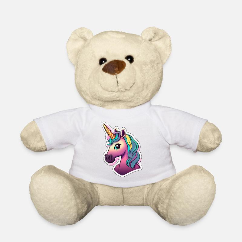 Regenbogen Einhorn für Mädchen Kinder Pferd - Teddy - Weiß