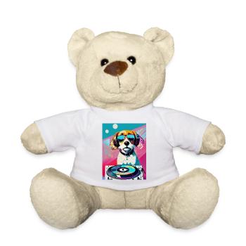 Cool dog dj avec des nuances - Nounours - blanc - Devant