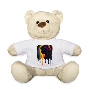 Femme vibrante dans un dégradé de peinture fluide - Nounours - blanc - Devant