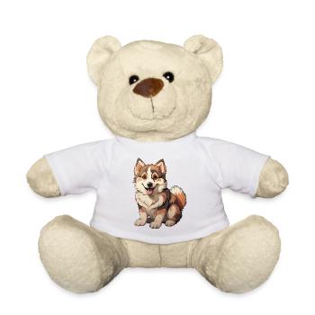 Petit chiot husky blond - Nounours - blanc - Devant