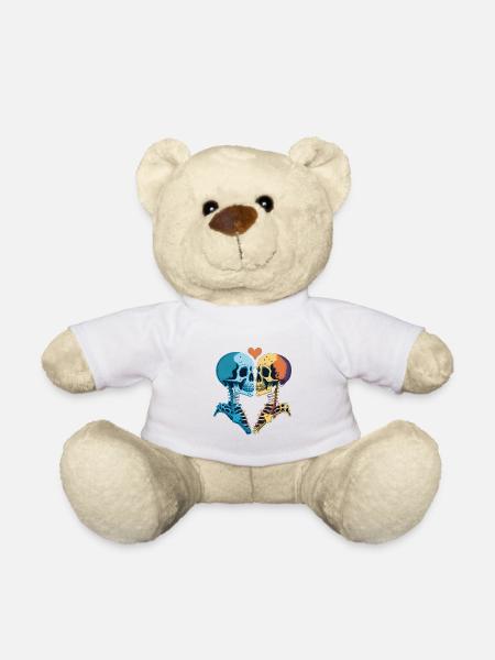 Kissing romantic skeletons - Teddy Bear - white