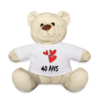 40. 40 ANS. 40e ANNIVERSAIRE. ANNIVERSAIRE 40 ANS. - Nounours - blanc - Devant