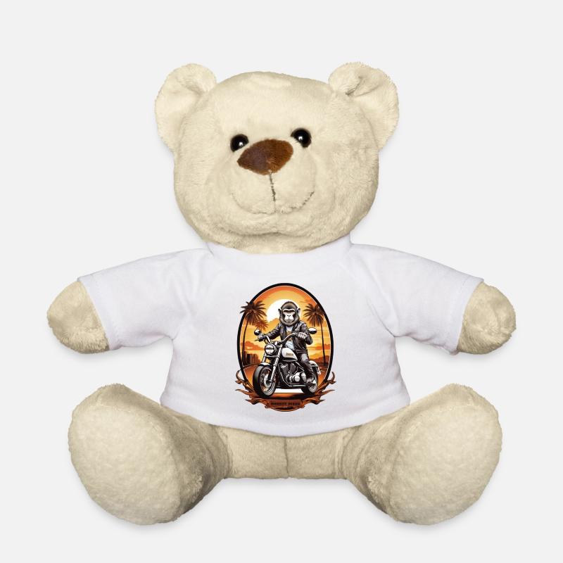 Affe auf Motorrad - Teddy - Weiß