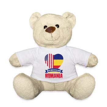 My Home Is In The USA But My Heart Is From Romania - Teddy Bear - white - Front