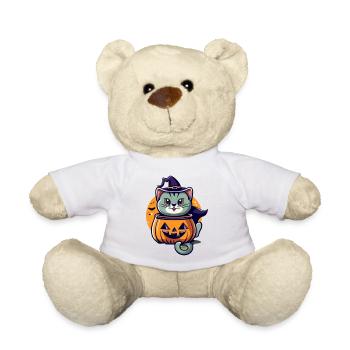 Un chat cartoon mignon dans une citrouille - Nounours - blanc - Devant