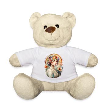 Jugendstilpportrait einer hübschen Frau - Teddy - Weiß - Vorne
