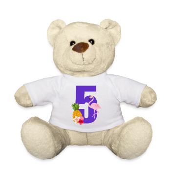 5e anniversaire flamingo - Nounours - blanc - Devant