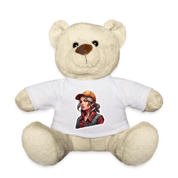 Lumberjack / Woman / Lady / Outdoor / Tree / Wood - Teddy Bear - white - Front