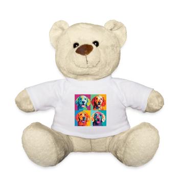 Pop Art Pup Parade: Colorful Dog Grid Tee - Teddy Bear - white - Front