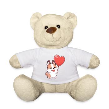 Corgi Dog Kawaii Cartoon Pet jouant avec des ballons - Nounours - blanc - Devant