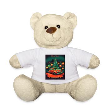 Vintage Christmas Scene - Teddy Bear - white - Front