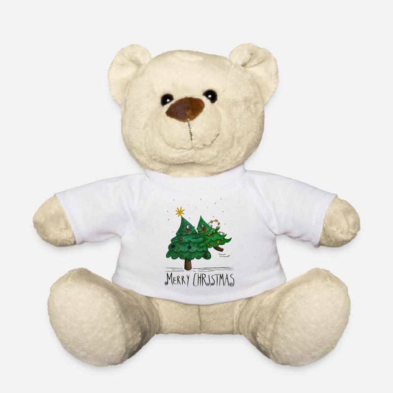 Christmas Tree Love Merry Christmas - Teddy Bear - white