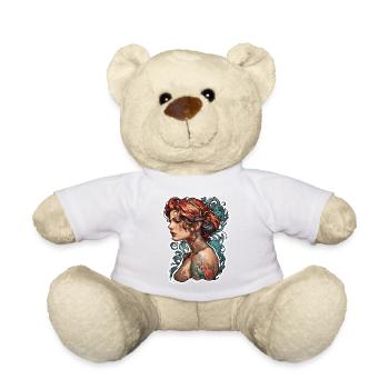 Femme / jolie / portrait / tatouage / modèle - Nounours - blanc - Devant