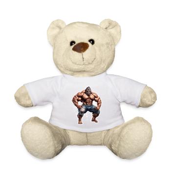 Bodybuilder / Sports / Fitness / Monkey / Muscles - Teddy Bear - white - Front