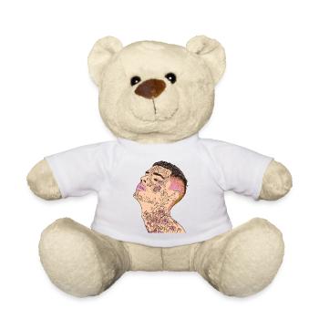 Floral Inked Portrait for Modern Fashion - Teddy Bear - white - Front