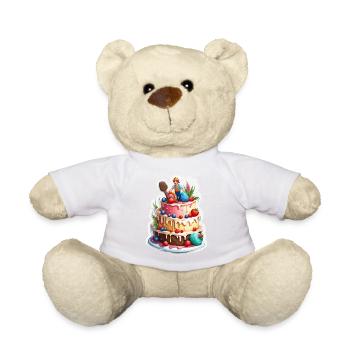 Gâteau d’anniversaire / Gâteau / Joyeux anniversaire / Gâteau - Nounours - blanc - Devant