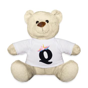 Einhorn-Buchstabe Regenbogenstyle "Q" | be unique - Teddy - Weiß - Vorne