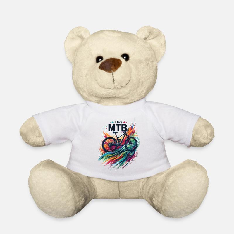 Lebendiges Mountainbike-Abenteuer-Design Liebe MTB - Teddy - Weiß