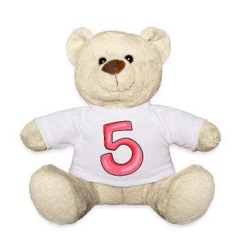 Number 5 Number - Teddy Bear - white - Front