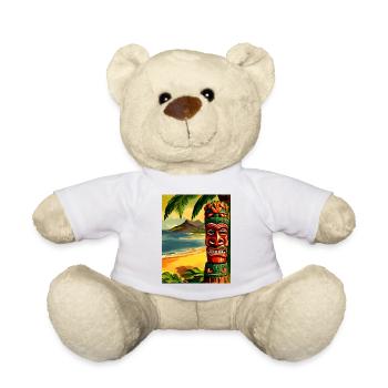 Tiki Maske am Tropenstrand Sunset - Teddy - Weiß - Vorne