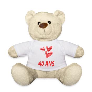 40. 40 ANS. 40e ANNIVERSAIRE. ANNIVERSAIRE 40 ANS. - Nounours - blanc - Devant