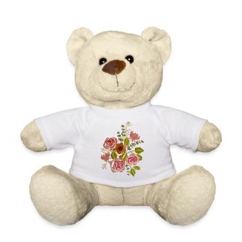 Bouquet of Flowers - Teddy Bear - white - Front