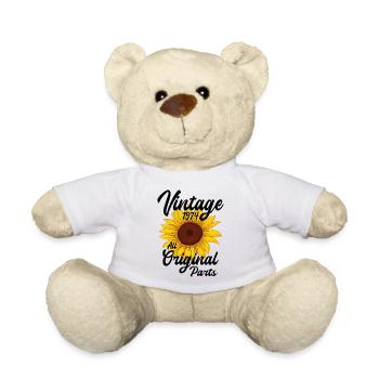 Vintage 1974 Sunflower Birthday Vintage 74 - Teddy Bear - white - Front