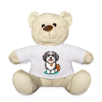 Joyeux Terrier tibétain Portrait oeuvre d’art impression - Nounours - blanc - Devant