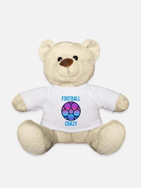 FOOTBALL PRESONALISE GIFT, FOOTBALL CRAZY - Teddy Bear - white