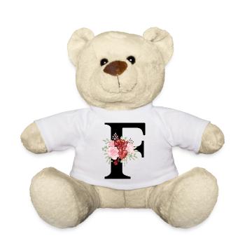 Lettre f floral rouge - Nounours - blanc - Devant