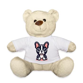 Logo mignon bouledogue français dans un style comique - Nounours - blanc - Devant