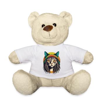 Cool Rasta Cat - Teddy Bear - white - Front