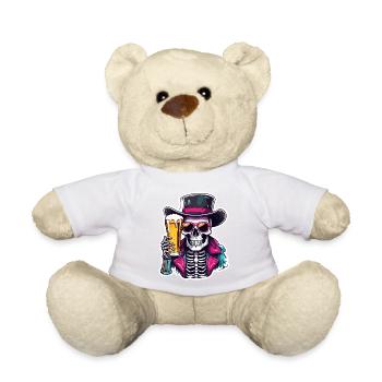Skull / Totenkopf / Skelett / Gothic / Bier - Teddy - Weiß - Vorne
