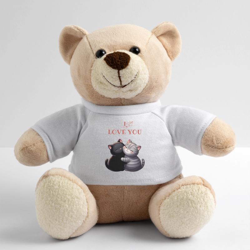 2 schwarze und graue Katzen Ich liebe dich Teddy