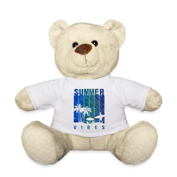 Summer Illustration Summer Floral Art Flower Sea - Teddy Bear - white - Front