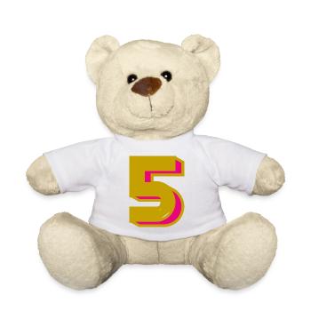 5. 5 ANS. 5e ANNIVERSAIRE. ANNIVERSAIRE 5 ANS - Nounours - blanc - Devant