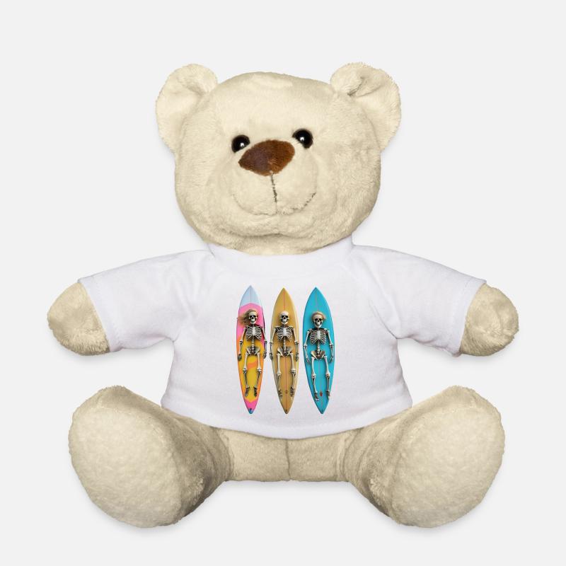 Surfing Skeletons: A Journey Beyond the Waves - Teddy Bear - white