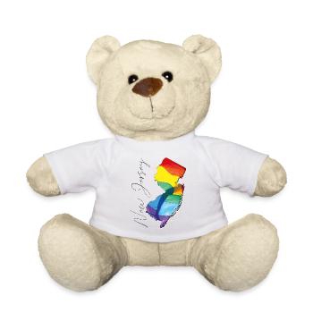 New Jersey (États-Unis) | Drapeau réel | Texte LGBTQIA+ - Nounours - blanc - Devant