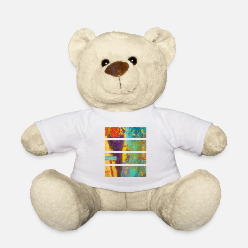 Vibrant Abstract Floral Composition - Teddy Bear - white