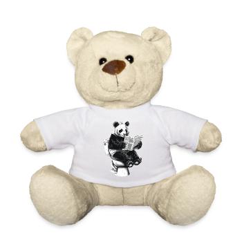Belesener Panda genießt Lektüre - Teddy - Weiß - Vorne