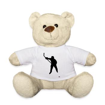 Eishockey Spieler mit Puck - Teddy - Weiß - Vorne